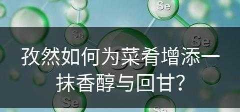 孜然如何为菜肴增添一抹香醇与回甘？